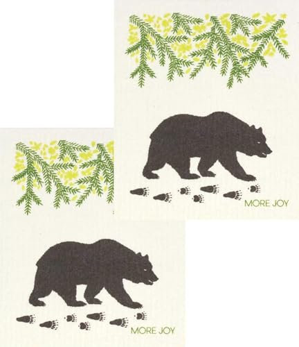 More Joy – Umweltfreundliche schwedische Geschirrtücher, 2 Stück, schwarzer Bär