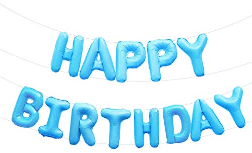 Oblique Unique® Happy Birthday Folienballon Girlande Banner in Blau als Geburtstag Kindergeburtstag Party Deko mit 13 Folien Luftballons