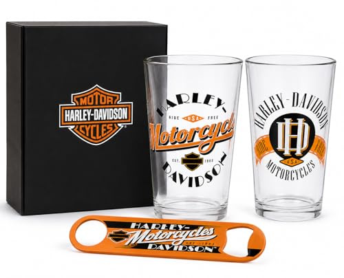 Harley-Davidson Ride Free HDL-18798 Lot de 20 verres à bière avec ouvre-bouteille