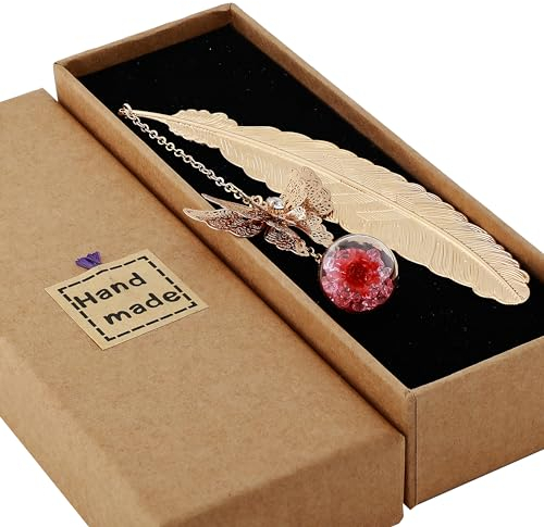 Toirxarn Metall Feder Lesezeichen mit Schmetterling Kristall Anhänger - Personalisiertes Geschenk für Mädchen, Frauen, Mütter, Schwestern, Lehrer und Buchliebhaber - Ideal für Muttertag und Geburtstag