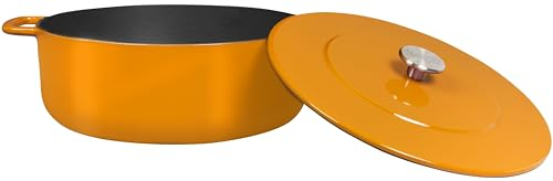 Combekk Gusseisen Topf, Dutch Oven, Frei von BPA und PFAS, 100% Recycelt, 28cm 6.8L, Für alle Herdarten, Orange