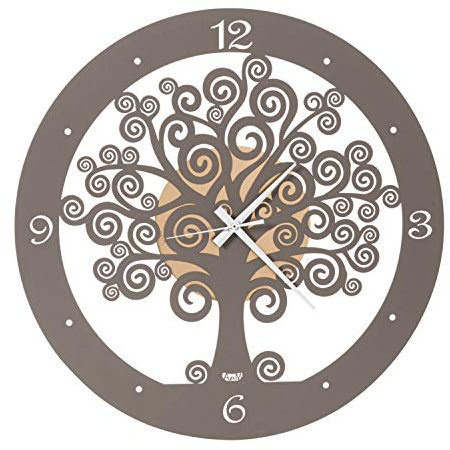 Arti & Mestieri Albero della Vita - Orologio da Parete di Design 100% Made in Italy - in Ferro, Diametro 55 cm - Oro Laccato e Fango