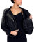 DISSA Damen Schwarz-2 Lederjacke Kunstleder Bikerjacke mit Reißverschluss,PWA13,3XL