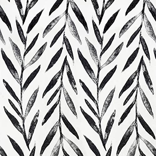 Black and White Peel and Stick Wallpaper 17.7”x393.6” Black Ink Painting Leaf Wallpaper Self Adhesive Wallpaper Stick and Peel Neutral Wall Paper Removable Contact Paper Cabinet Room Decor Vinyl Film