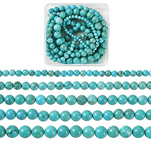 Cheriswelry 5 Stränge Türkis Perlen Stränge Naturstein Runde Kugel Lose Perlen für DIY Schmuck Armbänder Herstellung (4 mm 6 mm 8 mm 10 mm)
