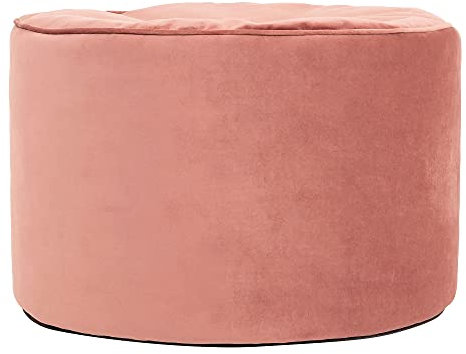 icon Milano Velvet Bean Bag Pouffe, Dusk Pink, Large Pouffe Footstool with Filling Included, Footrest, Bedroom, Living Room, Living Room Furniture