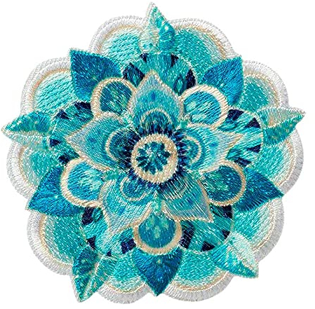 Mono Quick 12311 o 14181 Blume türkis orientalisch, Applikation, Bügelbild Patch (14181 - Blume orientalisch)