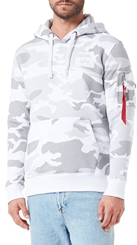 ALPHA INDUSTRIES Herren Back Print Hoody Kapuzensweat Kapuzenpullover, White Camo, XL