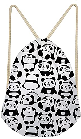 Jeiento Rucksack mit Kordelzug für Männer und Frauen, lässige Kordelbeutel, Partygeschenk, panda, 36