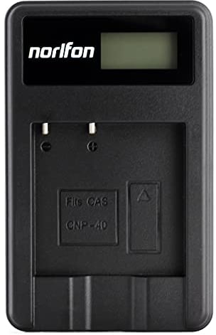 NP-40 LCD USB Chargeur pour Casio Exilim EX-FC100, EX-FC150, EX-Z400, Exilim Zoom EX-Z100, EX-Z1000, EX-Z1050, EX-Z1080, EX-Z1200, EX-Z200, EX-Z300, EX-Z40, EX-Z450, EX-Z50 Caméra et Plus