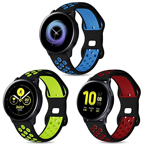 Syxinn 3pcs Correa de 20mm Compatible con Samsung Galaxy Watch Active/Active 2 40mm 44mm, Galaxy Watch 4/4 Classic Correas Silicona Pulsera Banda para Galaxy Watch 3 41mm/Watch 42mm/Gear S2 Classic