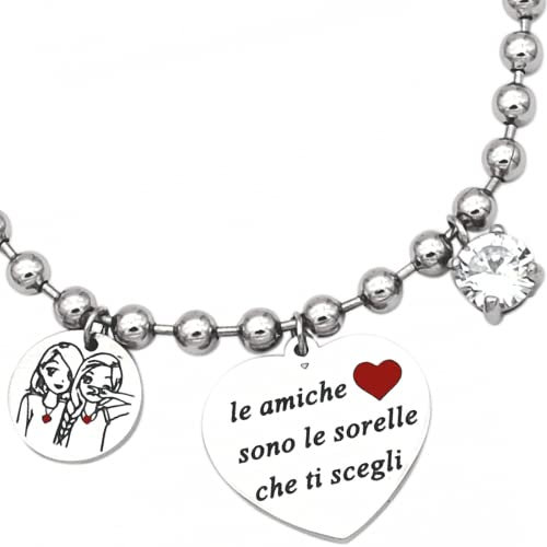 dalcuore Bracciale Amicizia, Ipoallergenico, Idee Regalo Donna Compleanno Amica Migliore Braccialetto Frasi Speciali per Amiche con Originale Confezione Portafortuna da regalare X Friends