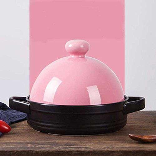 MXXHFC Casserole, Casserole Taji Pot, Pot en Pierre Bibimbap, Micro autocuiseur, Pot en Pierre Haute température en Argile pour la Maison, 1.5L, Vert (Rose)
