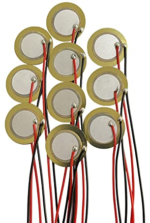 YQBOOM 10 Stück 41 mm Piezo-Scheibenwandler-Kontaktmikrofon-Auslöser, Sound-Sensor mit 9,94 cm Drähten für akustische Instrumente, Mikrofon, Trommel-Auslöser, akustische Tonabnehmer, CBG-Gitarre