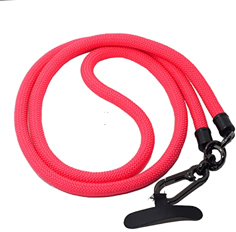 BAWAKO Premium Schlüsselband mit Karabinerhaken, Umhängeband für Schlüssel Namensschild Handy Kamera, Schlüsselanhänger Damen und Herren, Lanyard rund gewebt (Pink L)