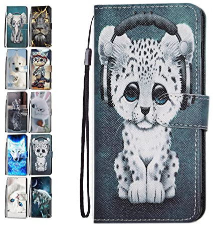Phone Case for iPhone XR Leather Wallet Flip Cover with Pattern Design Card Holder Slot Silicone Protective for Girls Boys - Leopard