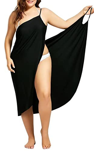 Gellmall Sarong Wrap Oversize Bikini Cover Up Träger Rückenfrei Wickeltuch Strandtuch Urlaub Lange Strandkleider Towel Pareos Schwarz 3XL