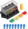 Greluma 1 Stück 12V/24V 4 Wege-Auto-Flachsicherungskasten, Standard-Flachsicherungskasten-Halterblock mit 5A/10A/15A/20A Sicherungen