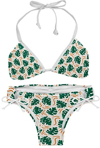 Monstera Bikini-Sets mit Blättern, grünes Muster, für Damen, Strand-Badeanzug, Mehrfarbig, XL