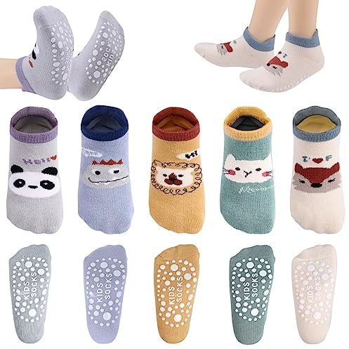 Firtink 5 Paar Antirutschsocken Kinder, Stoppersocken Kinder, Stoppersocken Baby Anti Rutsch Socken Baby Sock Ons 1-3 Jahre für Mädchen Jungen