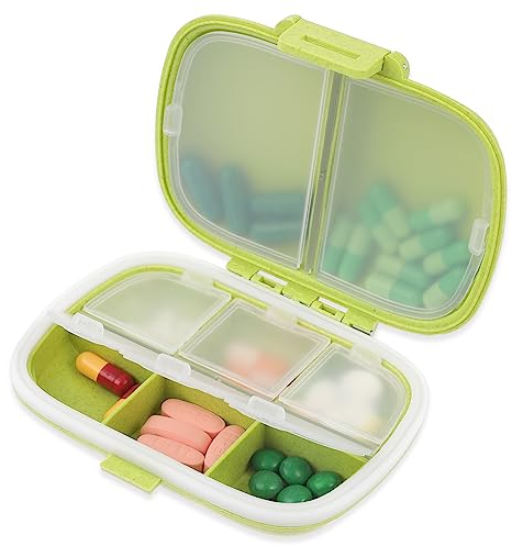 Sibba 1 x Pillen-Organizer-Box Medikamentenkoffer Taschenhalter BehäLter Täglich Tragbar für Reisen 7 Tage 3 Mal Medikamentenaufbewahrung Wöchentlicher Spender Erinnerung Fachabdeckungen Deckel (Grün)