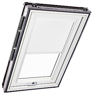 Original Roto Verdunkelungsrollo ZRV - Nahezu vollständige Verdunkelung - Führungsschiene Weiß - Dachfenster Baureihe Designo R6/R8, i8 und Classic 64/84 - Größe 054/098 | 05/09 - Stofffarbe Weiß