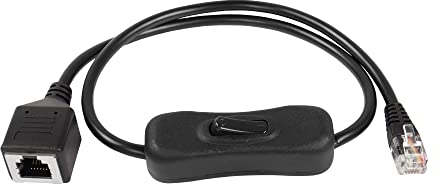 RIIEYOCA Cavo telefonico RJ12 on/off, 6P6C, cavo telefonico fisso con interruttore di separazione, nero, 50 cm/1,6 Feet