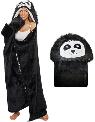 Panda Decke mit Ärmeln - Panda Geschenk für Frauen, Sherpa Fleece Kuscheldecke mit ärmeln, Tragbare Decke zum Anziehen als Weihnachten Geburtstagsgeschenk für Frauen Damen