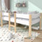 SogesHome Kinderbett Kinderzimmer Bett für Junge mit Rausfallschutz aus Kiefer-Vollholz 90x200 cm Weiß & Eiche