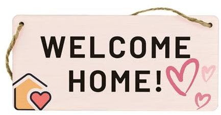 Panneau de porte en contreplaqué « Welcome Home » - Décoration de porte parfaite et idées de nouvelle maison - Rose