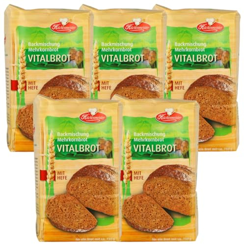 Vital Brotbackmischung von Frießinger Mühle, 5x500g, für den Backofen, Holzofen oder Brotbackautomaten.