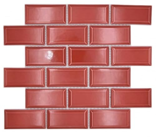 Keramik Mosaikfliese Metro Verbundoptik uni rot MOS24-09R