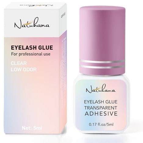Natuhana Pegamento para Extensione de Pestañas Pelo a Pelo 1s Secado Rapido Semipermanente Sin Irritación 5ml Lash Adhesivo,Transparente