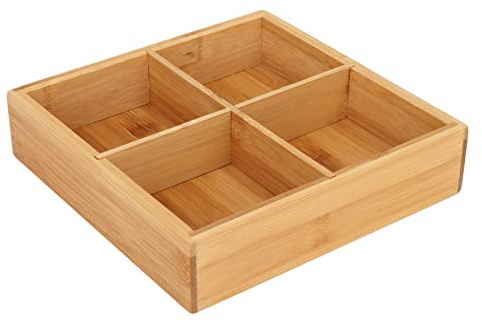 Bandeja de Madera para Servir, Pintura, Recipiente para Servir Refrigerios, Bandeja para Servir Refrigerios, Recipiente para Servir Refrigerios con Panel (4 Compartimentos