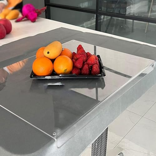 Tabla de cortar acrílica, tabla de cortar transparente, tabla de cortar transparente con borde, tabla de cortar antideslizante para encimera de cocina (B)