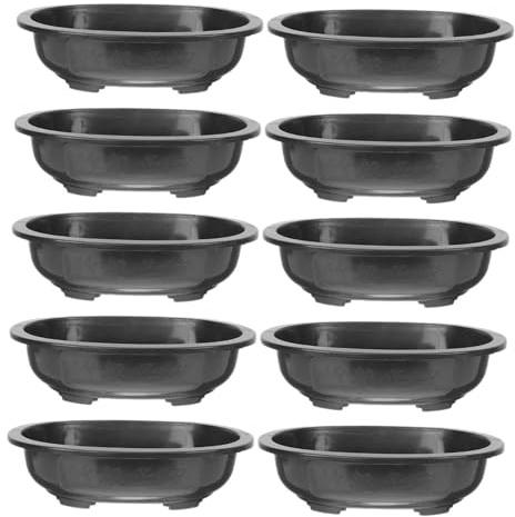 Ronyme 10 Stück Bonsai-Trainingstöpfe, Bonsai-Pflanztöpfe, dekoratives Tablett, ovaler Bonsai-Pflanztopf für Zuhause, Innenbereich, Balkon, Hof, Außenbereich, 310mmx240mmx85mm