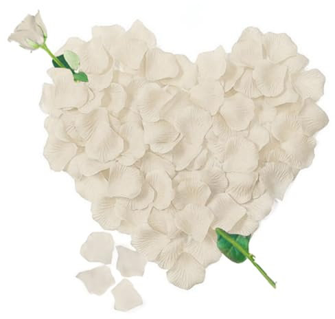 1200 Petali di Rosa in Seta Artificiale Color Crema per Decorazione Romantica, San Valentino, Anniversario Matrimonio e Fidanzamento