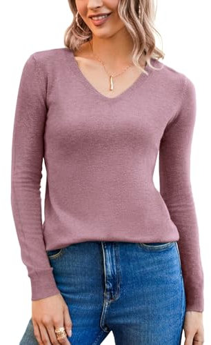 Zeagoo Maglione da Donna Stile Casual Maglione Lavorato A Maglia Autunno Inverno Maglione Lavorato A Maglia con Colletto in Viola XL