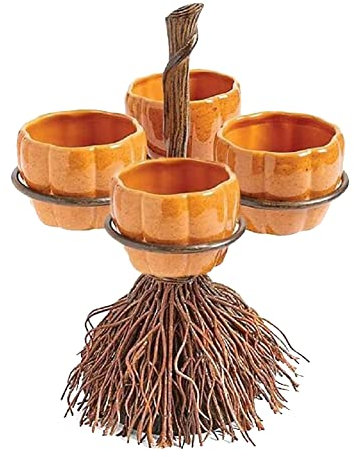 Halloween Plates Serving Dishes, Halloween Ornament Decorative Broom Pumpkin Bowl Party Props Art Deco
