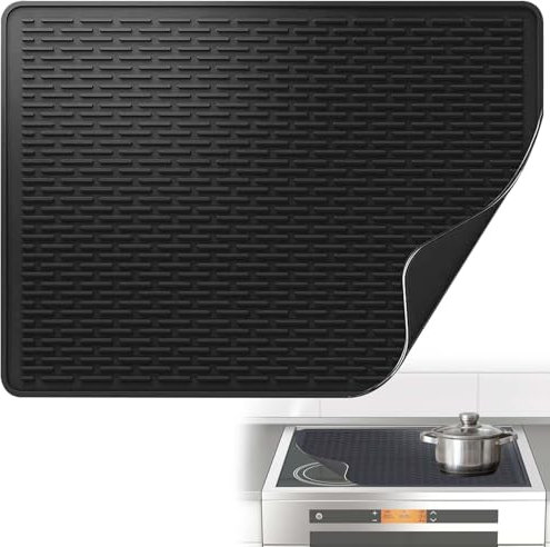 71 x 50 cm Silikon-Herdplattenschutz, Gasherd-Abdeckungen für Elektroherd, hitzebeständige Glas-Kochfeld-Schutzmatte, Verbrühungsschutz, Wohnmobil-Herdschutz(Schwarz)