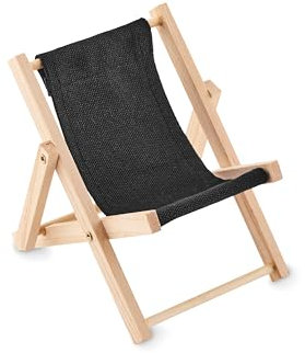 noTrash2003 Handyhalter Smartphone Ständer im Liegestuhl Design JETZT IN SCHWARZ Strandstuhl Strandliege Urlaubsfeeling am Schreibtisch Holz und Baumwolle (Schwarz)