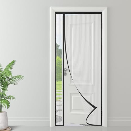 ESMAYULO Fliegengitter Tür Seitliche Öffnung 80x200 cm, Magnet Fliegengitter Balkontür, Insektenschutz Der Magnetvorhang Ist Ideal Für Die Balkontür, Kellertür und Terrassentür, Schwarz