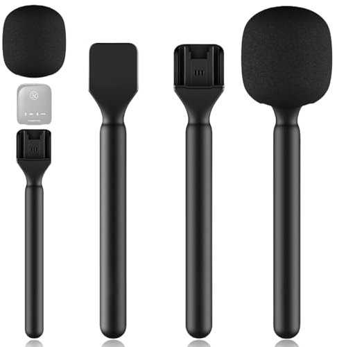 Mikrofonhalter für DJI Mic 1/2, Mikrofon Interview Handle Interview Handheld Adapter mit Schaumstoff Wireless Handmikrofon Adapter für DJI Mic Rode Wireless GO
