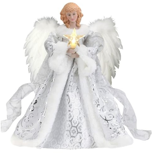 Weihnachtsengel Baumspitze | Engel Figur Christbaumspitze | Weihnachtsbaumspitze Engel Stoff Weihnachtsbaum Engel Weihnachtsdeko für Weihnachtsbaum Party Home, 30x20cm