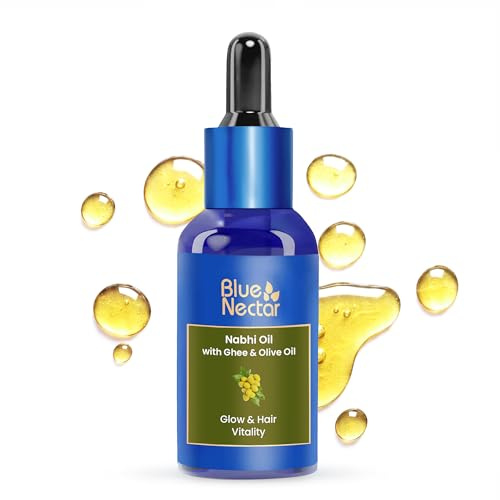 Blue Nectar Navel Oil with Ghee & Olive Oil for Glowing Skin & Hair Care | Ayurvedic Navel Oil for Belly Button | Hydration & Nourishment Belly Button Oil for Women & Men (22 Herbs, 30ml)