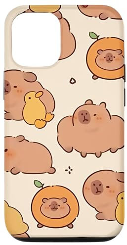 iPhone 12/12 Pro Capybara Cute Capybaras And Duck Orange Case