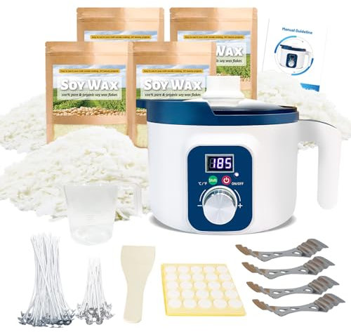 Soy Candle Making Kit with Digital Wax Melter, Natural 1.8kg Soy Wax for Wax Melting Kit, Candle Making Supplies Fast