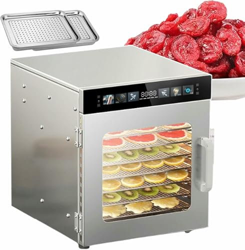 AFLEPCBRQ Food Dehydrator Machine, Electric Fruit & Meat Drying Machine 20~30kg Stainless Steel Food Dehydrator, Jerky Dehydrator Machine for Fruit/Meat/Vegatable/Herb (with 2 Tea Tray),12-Layer
