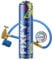 FIXFY First Charge Premier remplissage, préparation 2 en 1 avec réfrigérant R134a de rechange et teneur élevée en huile, kit avec tuyau et manomètre, bombe de 500 ml, pour climatisation vide (à