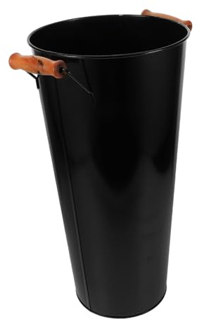Coal Bucket Firewood Storage Bin with Handle, round Iron Holder | Black 40cm Tall Design, Living Room and Outdoor Use, Decorative Mobility, Generous Capacity